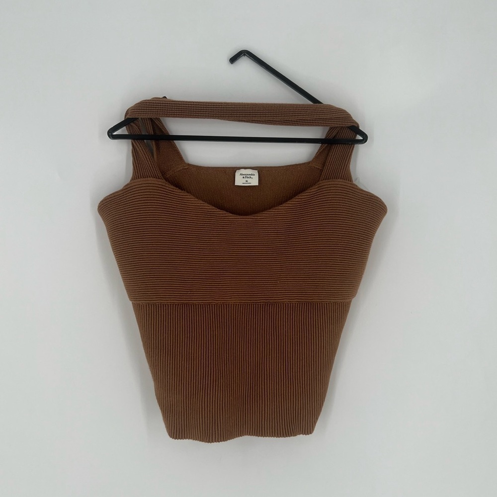 Abercrombie & Fitch Sweater Ribbed Cross Back Tank Top In Brown
